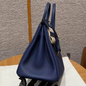 Alternative view of Hermès Birkin 25 Bag Handmade In Togo Calfskin Leather Gold Hardware 73 Blue Saphir