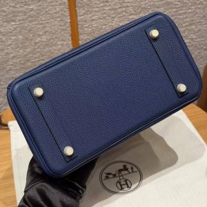 Hermès Birkin 25 Bag Handmade In Togo Calfskin Leather Gold Hardware 73 Blue Saphir - Image 15