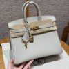 Hermès Birkin 25 Bag Handmade In Togo Calfskin Leather Gold Hardware 80 Gris Perle