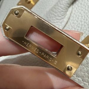 Hermès Birkin 25 Bag Handmade In Togo Calfskin Leather Gold Hardware 80 Gris Perle - Image 14