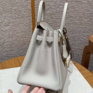 Hermès Birkin 25 Bag Handmade In Togo Calfskin Leather Gold Hardware 80 Gris Perle - Image 11