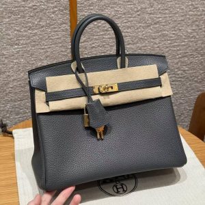 Alternative view of Hermès Birkin 25 Bag Handmade In Togo Calfskin Leather Gold Hardware 88 Graphite