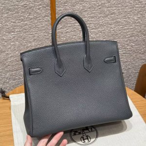 Hermès Birkin 25 Bag Handmade In Togo Calfskin Leather Gold Hardware 88 Graphite - Image 20