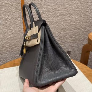 Hermès Birkin 25 Bag Handmade In Togo Calfskin Leather Gold Hardware 88 Graphite - Image 18