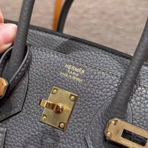 Hermès Birkin 25 Bag Handmade In Togo Calfskin Leather Gold Hardware 88 Graphite - Image 15