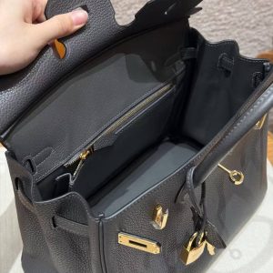 Hermès Birkin 25 Bag Handmade In Togo Calfskin Leather Gold Hardware 88 Graphite - Image 11