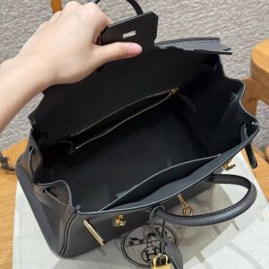 Hermès Birkin 25 Bag Handmade In Togo Calfskin Leather Gold Hardware 88 Graphite - Image 10