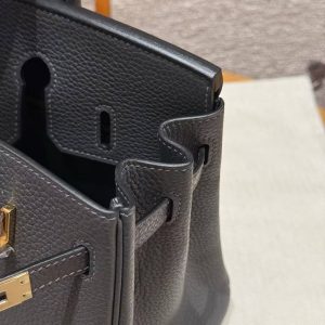 Hermès Birkin 25 Bag Handmade In Togo Calfskin Leather Gold Hardware 88 Graphite - Image 9