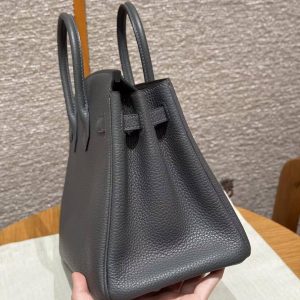 Hermès Birkin 25 Bag Handmade In Togo Calfskin Leather Gold Hardware 88 Graphite - Image 8
