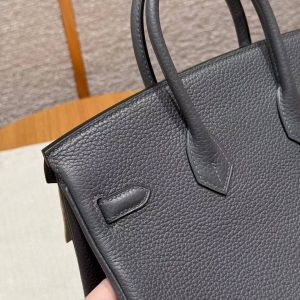 Hermès Birkin 25 Bag Handmade In Togo Calfskin Leather Gold Hardware 88 Graphite - Image 7
