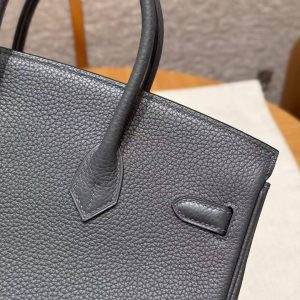 Hermès Birkin 25 Bag Handmade In Togo Calfskin Leather Gold Hardware 88 Graphite - Image 6