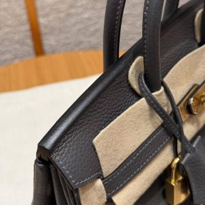 Hermès Birkin 25 Bag Handmade In Togo Calfskin Leather Gold Hardware 88 Graphite - Image 5