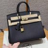 Hermès Birkin 25 Bag Handmade In Togo Calfskin Leather Gold Hardware 89 Noir
