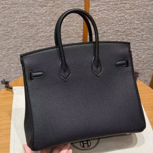 Alternative view of Hermès Birkin 25 Bag Handmade In Togo Calfskin Leather Gold Hardware 89 Noir