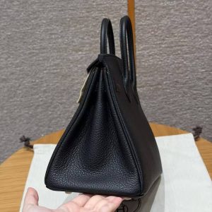 Hermès Birkin 25 Bag Handmade In Togo Calfskin Leather Gold Hardware 89 Noir - Image 16