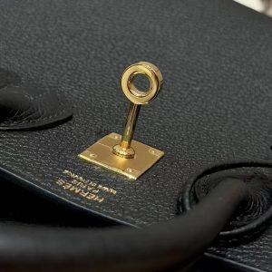 Hermès Birkin 25 Bag Handmade In Togo Calfskin Leather Gold Hardware 89 Noir - Image 13
