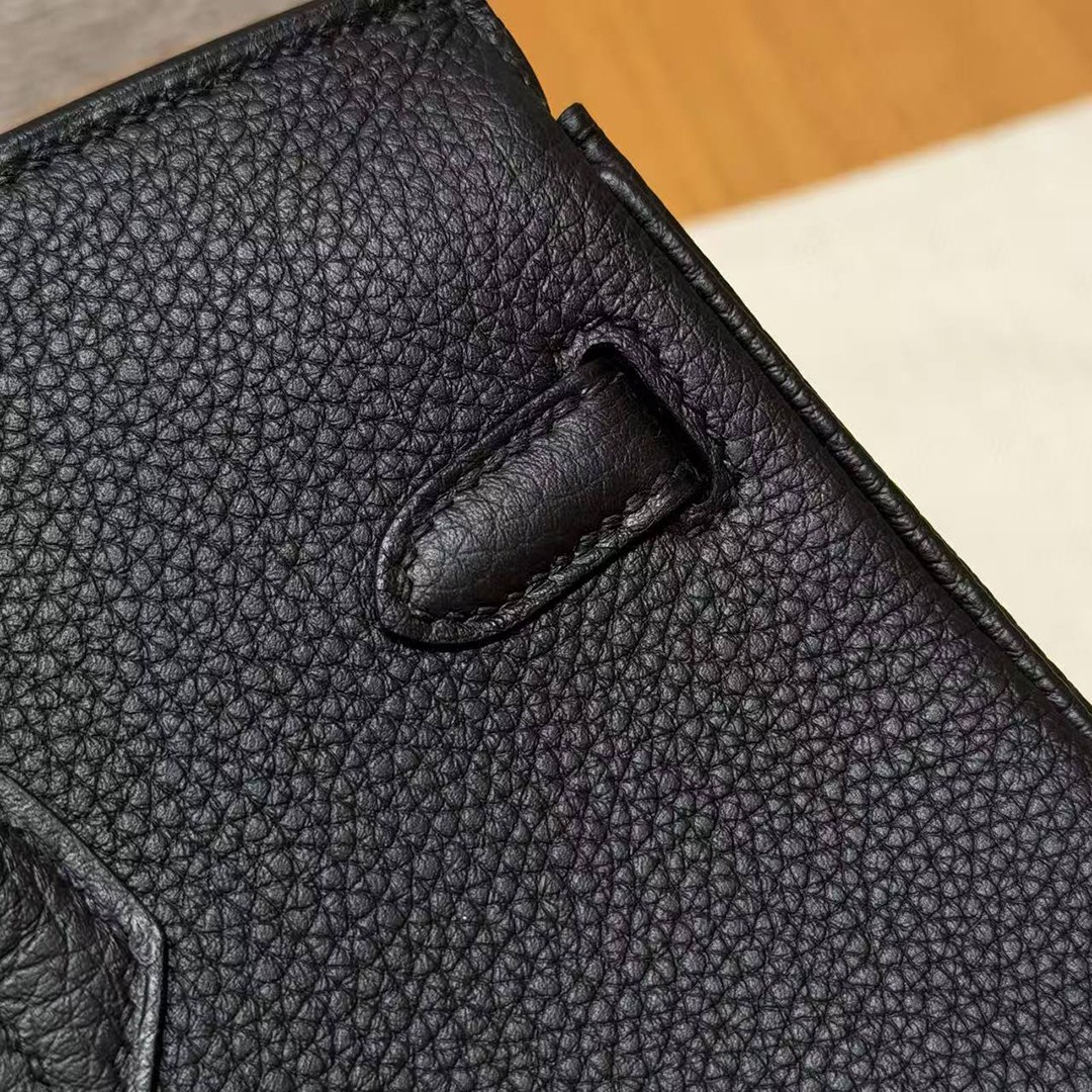 Hermès Birkin 25 Bag Handmade In Togo Calfskin Leather Gold Hardware 89 Noir - Image 7