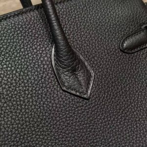 Hermès Birkin 25 Bag Handmade In Togo Calfskin Leather Gold Hardware 89 Noir - Image 6