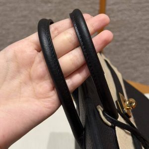 Hermès Birkin 25 Bag Handmade In Togo Calfskin Leather Gold Hardware 89 Noir - Image 5