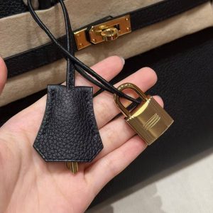 Hermès Birkin 25 Bag Handmade In Togo Calfskin Leather Gold Hardware 89 Noir - Image 3