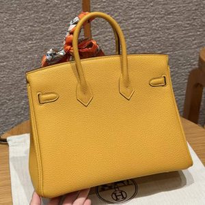 Alternative view of Hermes Birkin 25 Bag Handmade In Togo Calfskin Leather Gold Hardware 9D Jaune Ambre