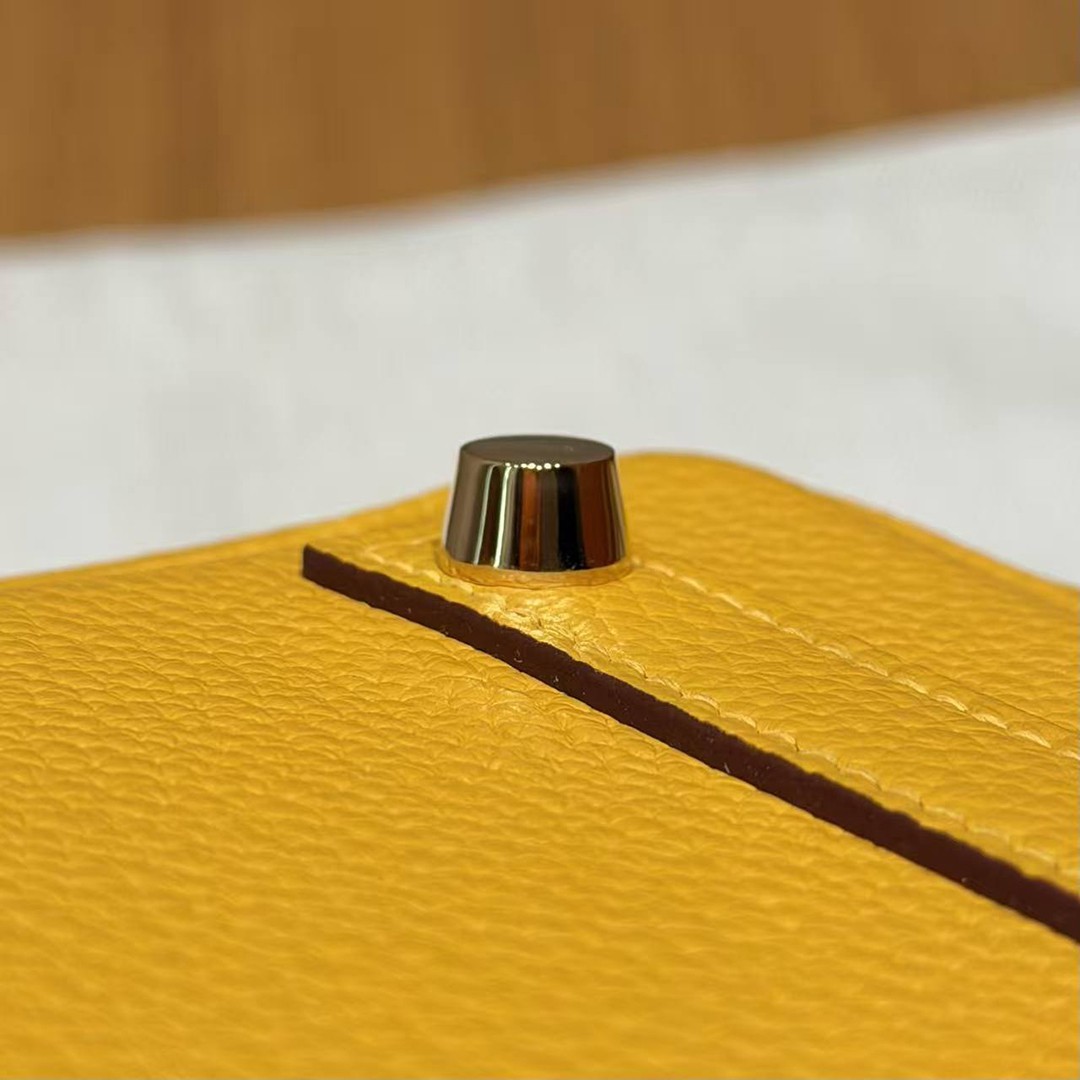 Hermes Birkin 25 Bag Handmade In Togo Calfskin Leather Gold Hardware 9D Jaune Ambre - Image 5
