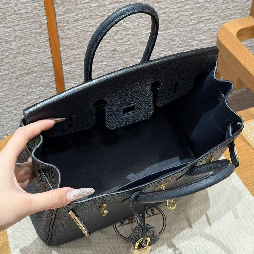 Hermès Birkin 25 Bag Handmade In Togo Calfskin Leather Gold Hardware H0 Girs Misty - Image 22
