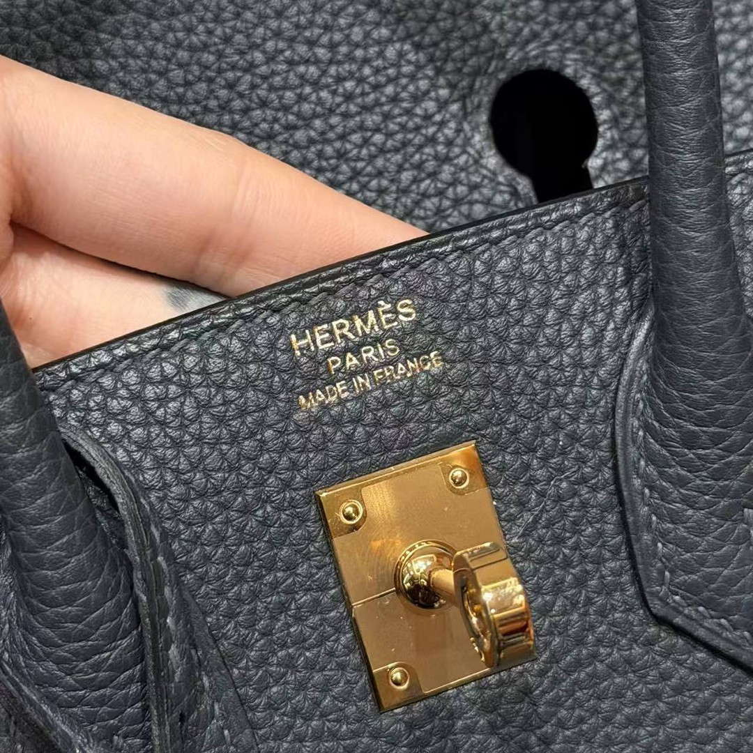 Hermès Birkin 25 Bag Handmade In Togo Calfskin Leather Gold Hardware H0 Girs Misty - Image 21