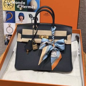Hermès Birkin 25 Bag Handmade In Togo Calfskin Leather Gold Hardware H0 Girs Misty - Image 17