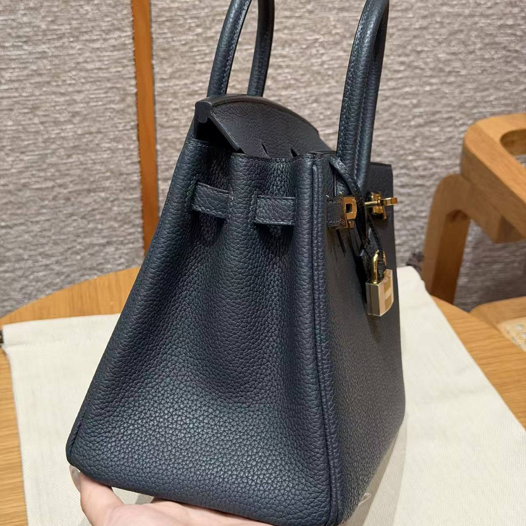 Hermès Birkin 25 Bag Handmade In Togo Calfskin Leather Gold Hardware H0 Girs Misty - Image 16