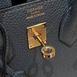 Hermès Birkin 25 Bag Handmade In Togo Calfskin Leather Gold Hardware H0 Girs Misty - Image 11