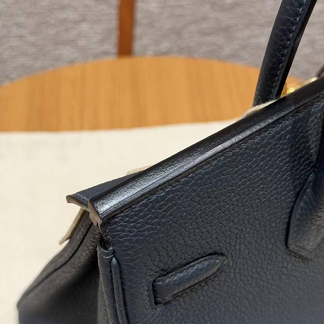Hermès Birkin 25 Bag Handmade In Togo Calfskin Leather Gold Hardware H0 Girs Misty - Image 4