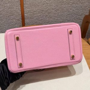 Hermès Birkin 25 Bag Handmade In Togo Calfskin Leather Gold Hardware L4 Bubble Gum - Image 16