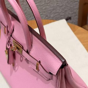 Hermès Birkin 25 Bag Handmade In Togo Calfskin Leather Gold Hardware L4 Bubble Gum - Image 13