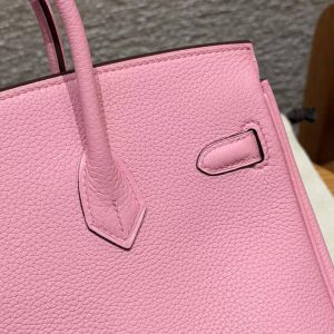 Hermès Birkin 25 Bag Handmade In Togo Calfskin Leather Gold Hardware L4 Bubble Gum - Image 12