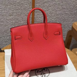 Alternative view of Hermès Birkin 25 Bag Handmade In Togo Calfskin Leather Gold Hardware O5 Rouge Radieux