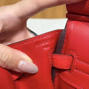 Hermès Birkin 25 Bag Handmade In Togo Calfskin Leather Gold Hardware O5 Rouge Radieux - Image 16