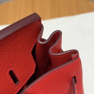 Hermès Birkin 25 Bag Handmade In Togo Calfskin Leather Gold Hardware O5 Rouge Radieux - Image 11