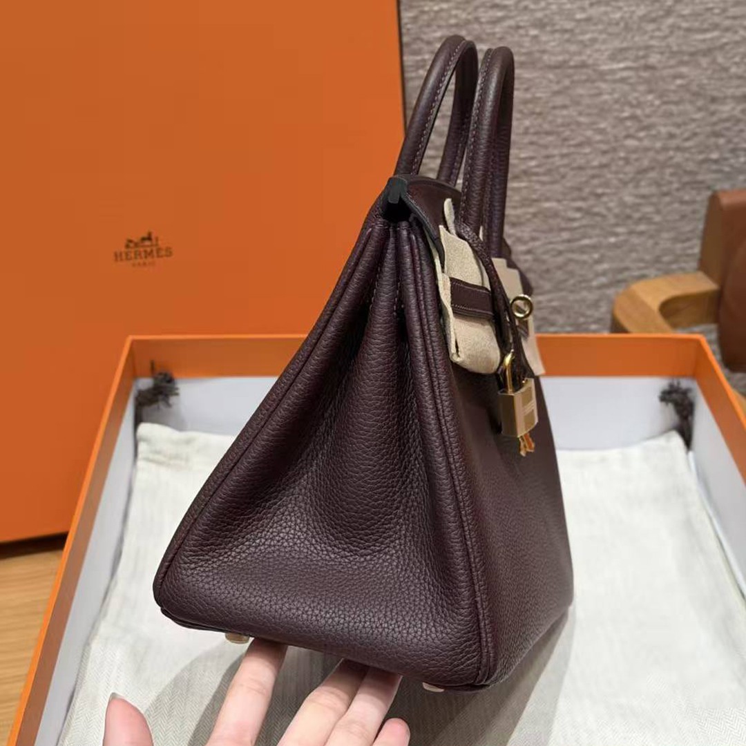 Hermès Birkin 25 Bag Handmade In Togo Calfskin Leather Gold Hardware OG Rouge Sellier - Image 24