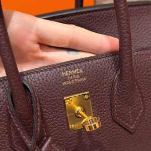 Hermès Birkin 25 Bag Handmade In Togo Calfskin Leather Gold Hardware OG Rouge Sellier - Image 18