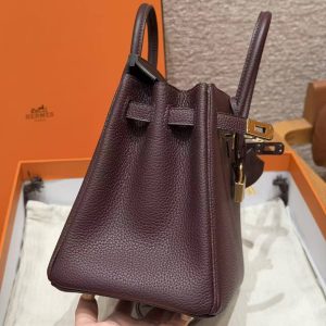 Hermès Birkin 25 Bag Handmade In Togo Calfskin Leather Gold Hardware OG Rouge Sellier - Image 15