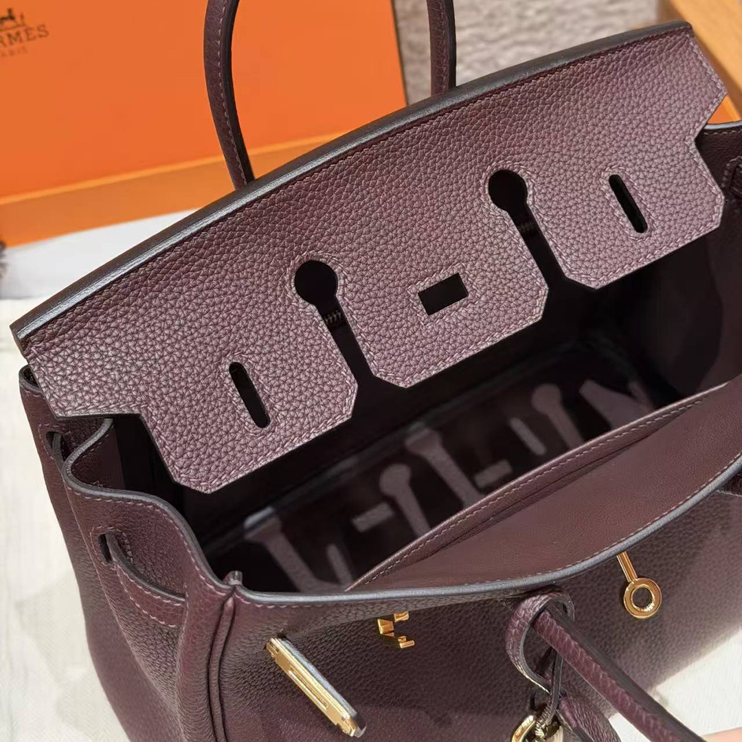 Hermès Birkin 25 Bag Handmade In Togo Calfskin Leather Gold Hardware OG Rouge Sellier - Image 14