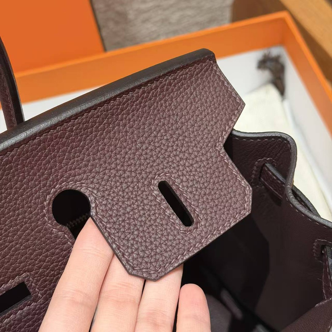 Hermès Birkin 25 Bag Handmade In Togo Calfskin Leather Gold Hardware OG Rouge Sellier - Image 13