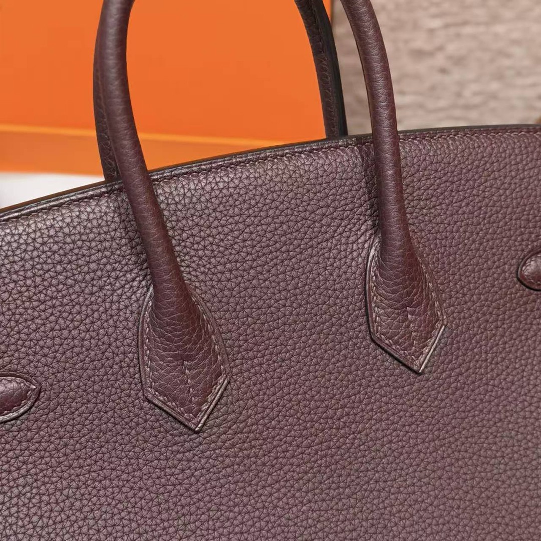 Hermès Birkin 25 Bag Handmade In Togo Calfskin Leather Gold Hardware OG Rouge Sellier - Image 6