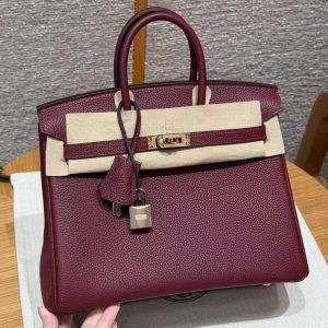 Alternative view of Hermès Birkin 25 Bag Handmade In Togo Calfskin Leather Rose Gold Hardware 57 Bordeaux