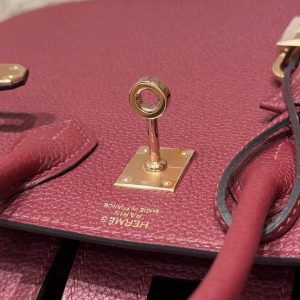 Hermès Birkin 25 Bag Handmade In Togo Calfskin Leather Rose Gold Hardware 57 Bordeaux - Image 12