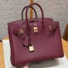 Hermès Birkin 25 Bag Handmade In Togo Calfskin Leather Rose Gold Hardware 57 Bordeaux