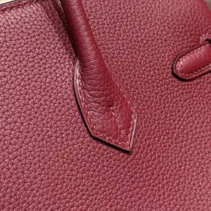 Hermès Birkin 25 Bag Handmade In Togo Calfskin Leather Rose Gold Hardware 57 Bordeaux - Image 7