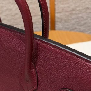 Hermès Birkin 25 Bag Handmade In Togo Calfskin Leather Rose Gold Hardware 57 Bordeaux - Image 4