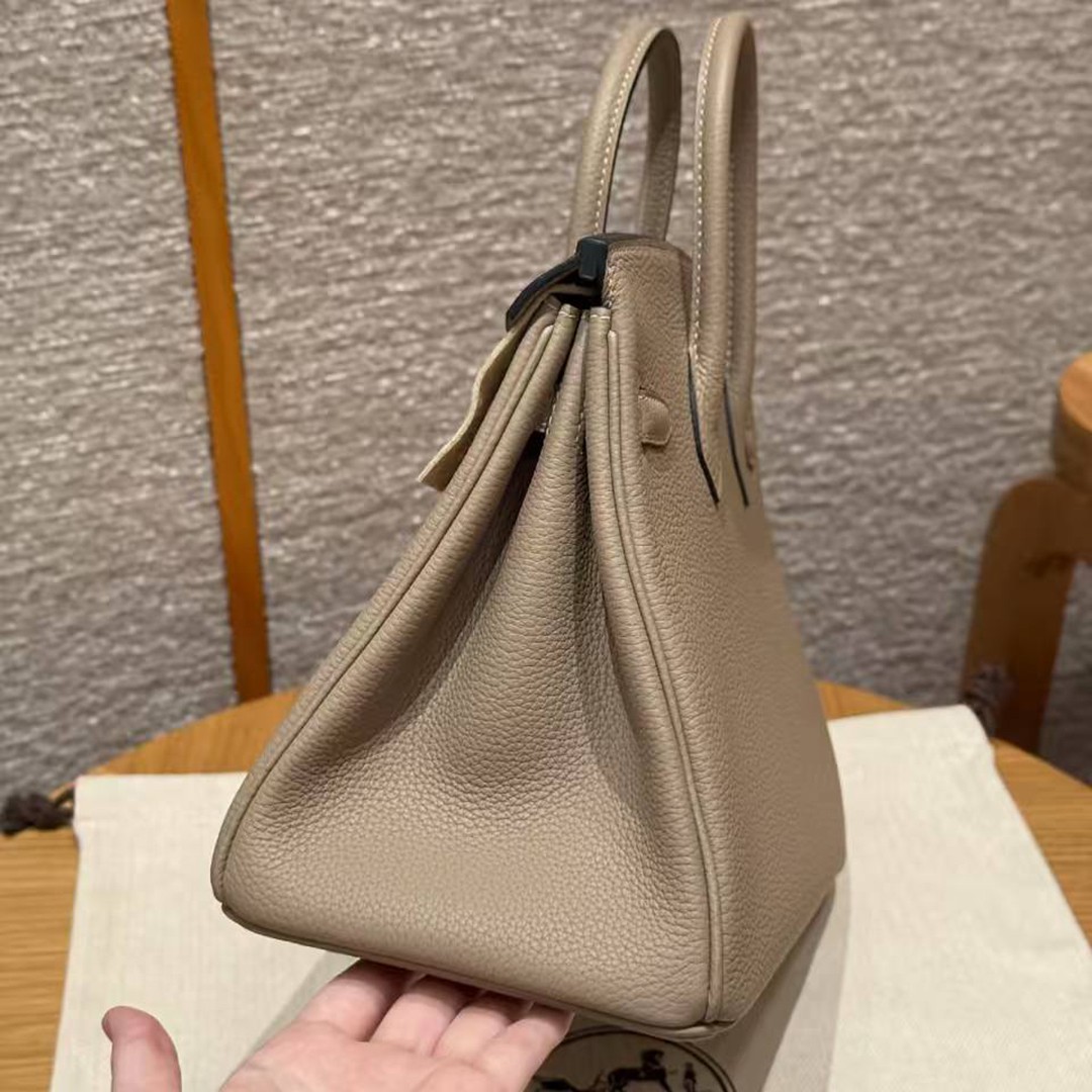 Hermes Birkin 25 Bag Handmade In Togo Calfskin Leather Rose Gold Hardware 81 Gris Tourterlle - Image 17